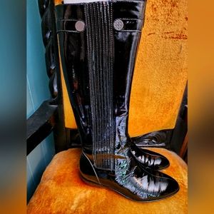 COLE HAAN Patten leather boots new with box. NEVER WORN.